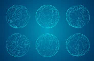 abstract vector sphere of lines and curves. set