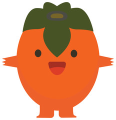 Print cartoon doodle summer color set citrus fruit flat persimmon happy monster