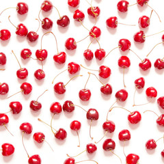 Obraz na płótnie Canvas Pattern with cherry. Cherry on the white background. - Image