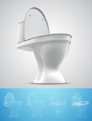 3d vector white toilet with cistern. ready element for the design of advertising plumbing