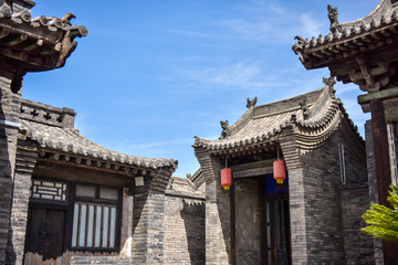 Fototapeta premium A Partial Close-up of Ancient Chinese Architectural Gateway, Pingyao Ancient City, Shanxi Province, China