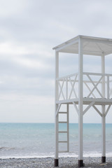 White building on the sea coast