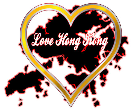 Love Hong Kong Heart And Map