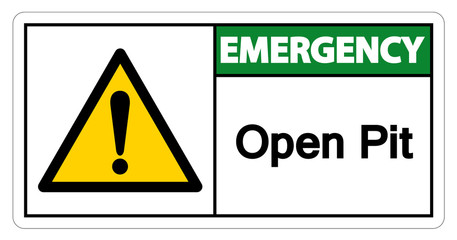 Emergency Open Pit Symbol Sign Isolate On White Background,Vector Illustration