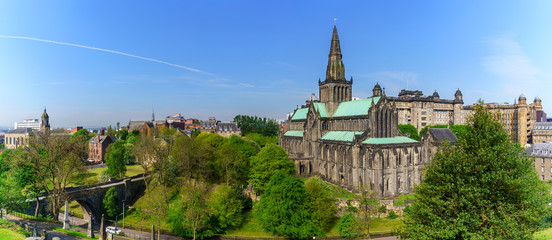 Panoramic Glasgow Cathedral is the oldest cathedral on mainland and is the oldest building in Glasgow and also called St Mungo Cathedral , Scotland