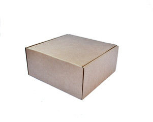 Delivery, moving, package and gifts concept - Cardboard box isolated on white background. mock up  Brown Paper Box