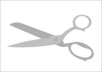 Vector old grey scissors. Isolated on white background