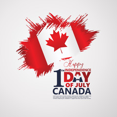 Fototapeta na wymiar First of July Canada Day, greeting card background with typography design,