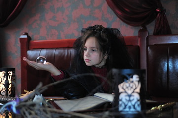 Little witch. Christmas, candle.
