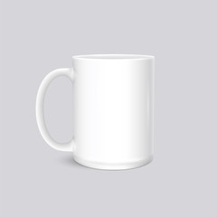 White cup photo realistic  isolated on grey background