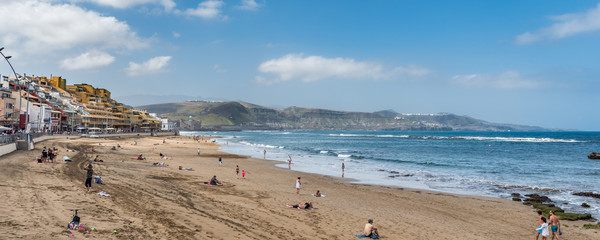 View of the beach Playa Las Canteras, Las Palmas de Gran Canaria, Spain.