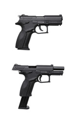 Black gun pistol isolated on white