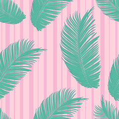 Floral seamless pattern. Palm branch ink sketch. Fashion floral print for a banner, poster, wrapping, fabric, notebook, invitation
