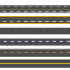 City driveway asphalt roads set, vector illustration