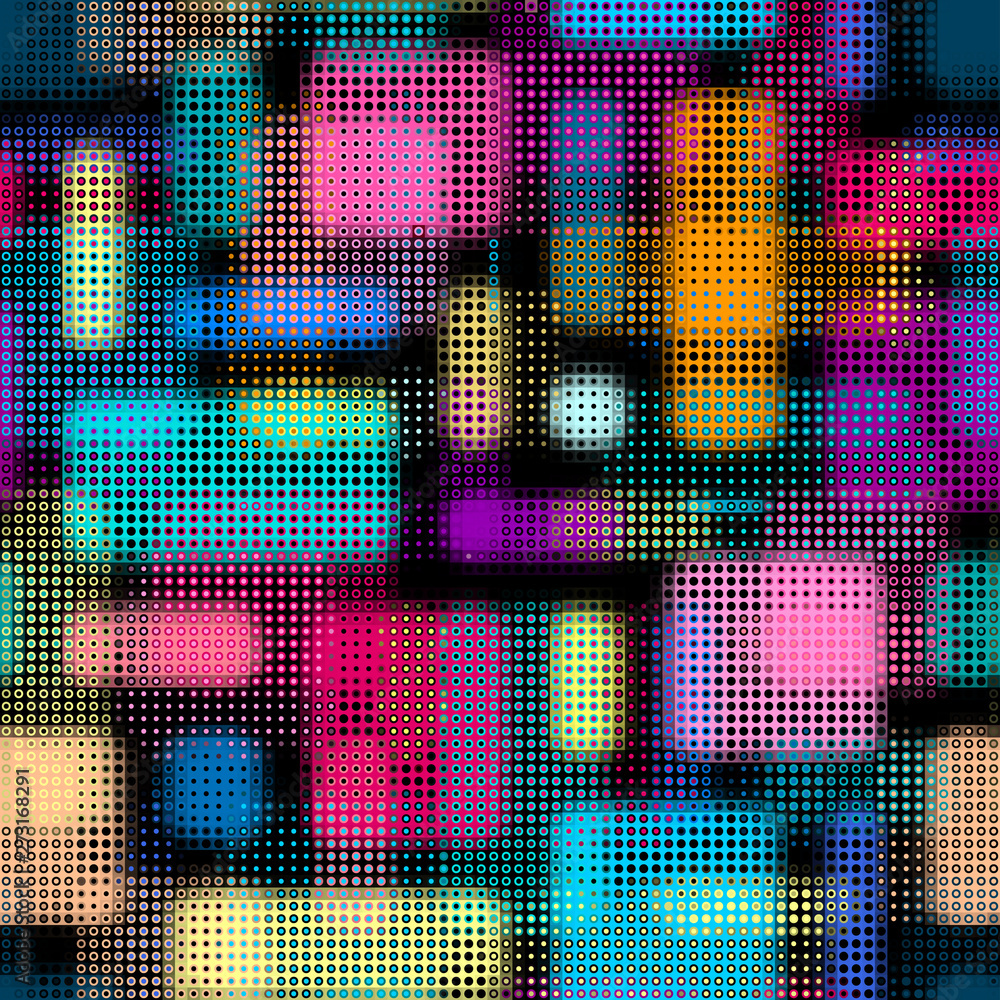 Aufkleber seamless background. geometric abstract symmetric pattern in low poly pixel art style. polka dot pat