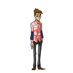 Young Businessman character or office manager or student isolated on white background, illustration.