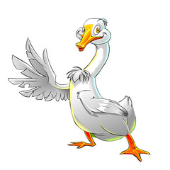 Cute goose isolated on white background,cartoon illustration
