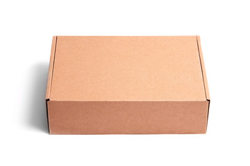 Box, parcel isolated on white background, close-up