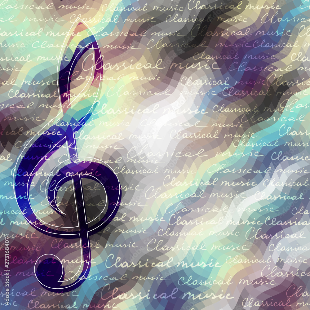 Poster classical music background pattern with the treble clef