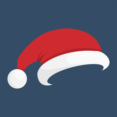Santa Claus hat on the dark blue background, vector illustration