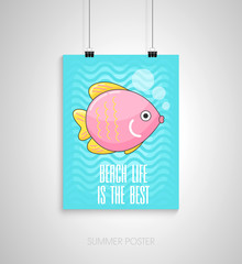 Summer poster card. Beach life is the best