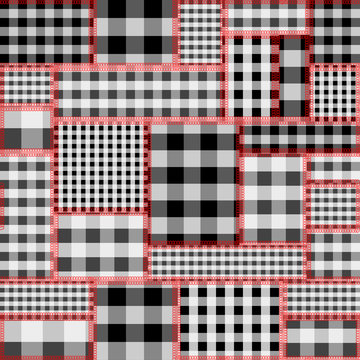 Seamless vector pattern. Patchwork of classic plaid fabric patterns. Vector image.