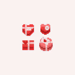 Fototapeta premium Pixel valentine gift boxes.Valentine's day.8bit.