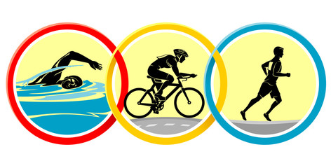 Triathlon Icon, Three Sport Event Silhouette