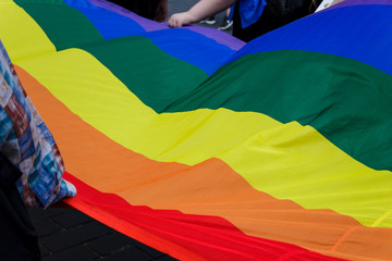 LGBT flag holded with hands at Baltic pride Vilnius 2019