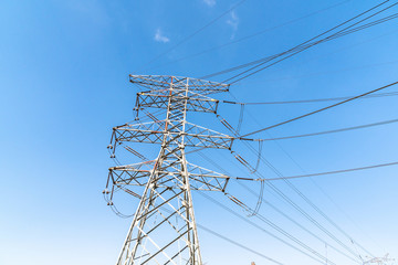 High voltage pole with power station