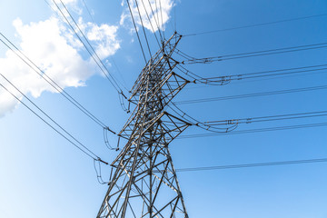 High voltage pole with power station