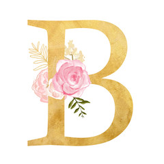 Alphabet set pink roses for wedding invitation or another purpose