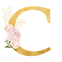 Hand drawn flowers alphabet set for invitation or another ideas