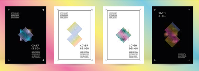 Futuristic Vector Geometric Cover Design with Gradient and Abstract Lines and Figures for your Business. Template Design with Hologram, Gradient Effect for Electronic Festival.
