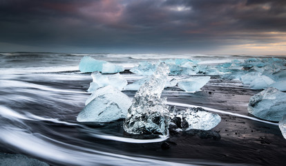 Diamond beach is one of the most impressive place in Iceland. Here, the ice on top of the volcanic...