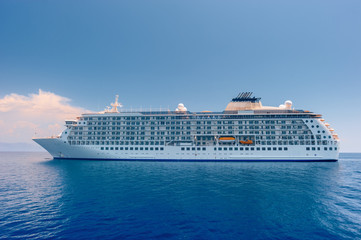 Sea cruise liner in blue water of Mediterranean sea