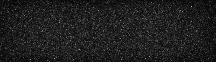 Black stone wall wide texture. Anthracite surface panorama. Dark pebble dash panoramic background - Powered by Adobe