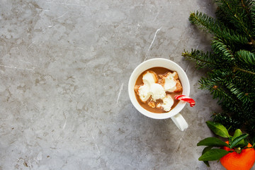 Obraz na płótnie Canvas Hot chocolate and Christmas decor