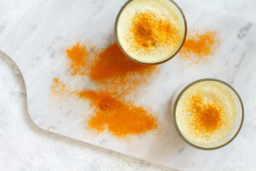 Golden milk with turmeric powder