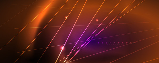 Color light with lines, outer space background, bright rays