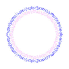 Decorative round frame border with antique baroque style for plate design. Vector illustration.