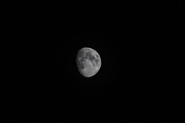  The Moon in the Night  time with Black sky background