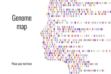 Dna test infographic. Vector illustration. Genome sequence map. Template for your design. Background, wallpaper. Barcoding. Big Genomic Data Visualization - obrazy, fototapety, plakaty