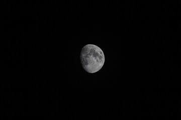  The Moon in the Night  time with Black sky background