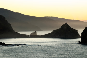 landscape of gaztelugatxe at sunset
