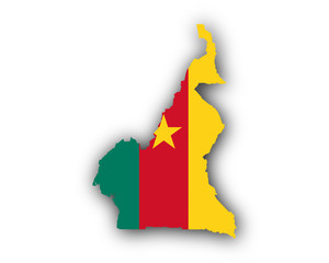Obraz premium Karte und Fahne von Kamerun