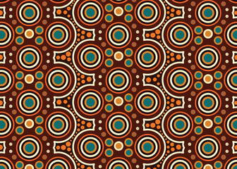 Illustration based on aboriginal style of seamless pattern background.
