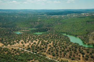 Fototapeta na wymiar Tagus River in a valley with hills covered by trees