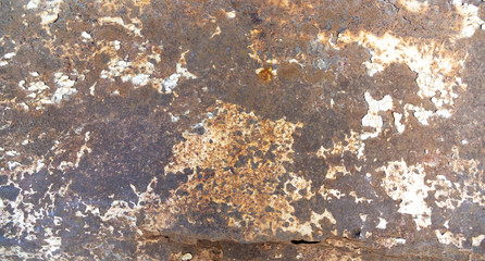 Vintage rusty crumpled sheet metal with corrosion