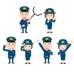 警察　おまわりさん　男性　女性　セット
